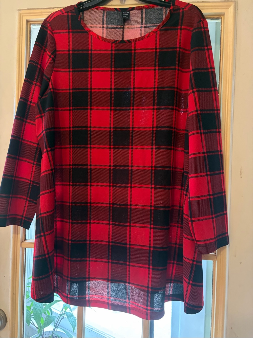 Cato Red & Black Plaid Tunic Top